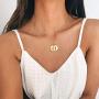 U7 Tiny Initials Necklace Stainless Steel 18K Gold Plated Monogram A to Z Pendant Choker with 18 Inch Chain, Disc Coin or 100 Languages I Love You Style,Gift Packed,Custom Text Engravable