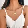 U7 Tiny Initials Necklace Stainless Steel 18K Gold Plated Monogram A to Z Pendant Choker with 18 Inch Chain, Disc Coin or 100 Languages I Love You Style,Gift Packed,Custom Text Engravable