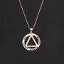 AA Recovery Symbol Cubic Zirconia Necklace Serenity Prayer AA Recovery Necklace God Serenity Courage Wisdom Sobriety Gift