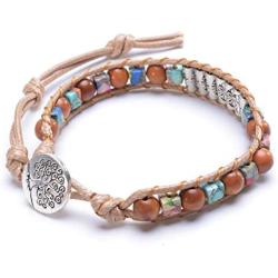 MOFRGO Handmade Wrap Bracelets for Women Healing Ethnic Sandalwood Stones Boho Jewelry