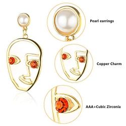 20 Pair Human Face Abstract Design Earrings Face Hand Earrings Hollow Hand Shaped Geometric Earrings