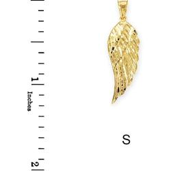 Religious Jewelry by FDJ Textured 14k Yellow Gold Angel Wing Charm Pendant Necklace