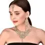 Touchstone Indian Bollywood Traditional Royal Look Attractive Filigree Carving Rhinestone Grand Bridal Designer Jewelry Necklace Set for Women Touchstone Indian Bollywood Traditional Royal Look Attractive Filigree Carving Rhinestone Grand Bridal Designer Jewelry Necklace Set for Women