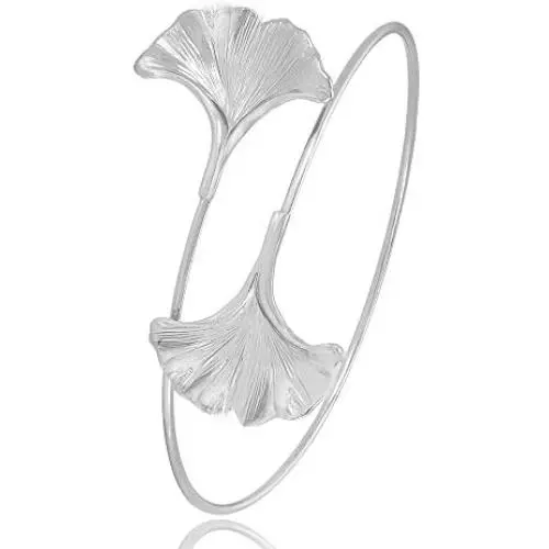 SENFAI Ginkgo Leaf Cuff Hook Bracelet Bangle Open Expandable 3 Tone SENFAI Ginkgo Leaf Cuff Hook Bracelet Bangle Open Expandable 3 Tone
