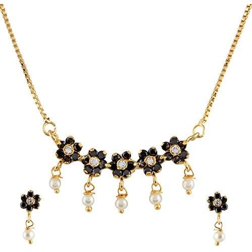 Efulgenz Gold Tone Indian Traditional Pendant Necklace with Chain and Earrings Jewelry for Girls/Women