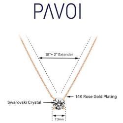 PAVOI 14K Gold Plated Swarovski Crystal Solitaire 1.5 Carat (7.3mm) CZ Dainty Choker Necklace | Gold Necklaces for Women