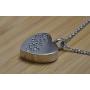 Heartfelt CZ Paw Print Across Heart Cremation Jewelry Necklace Urn Memorial Keepsake Pendant for Ashes with Funnel Fill Kit