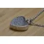 Heartfelt CZ Paw Print Across Heart Cremation Jewelry Necklace Urn Memorial Keepsake Pendant for Ashes with Funnel Fill Kit