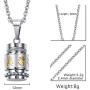 XUANPAI Stainless Steel Buddhist Mantra Om Mani Padme Hum Spniner Ring Urn Nekclace,Religion Jewelry Set