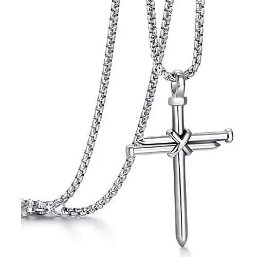 Cross Necklace for Men Boys Cross Pendant STRENGTH Bible Verse Stainless Steel Necklace Cross Necklace for Men Boys Cross Pendant STRENGTH Bible Verse Stainless Steel Necklace
