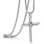Cross Necklace for Men Boys Cross Pendant STRENGTH Bible Verse Stainless Steel Necklace