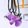 Natural Amethyse Crystal Pendant Necklace for Women Men Raw Amethyst Crystal Cluster Chakra Stones Energy Healing Crystals Necklace Reiki Chakra Meditation Therapy