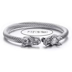 Mens Stainless Steel Viking Norse Jewelry Sets Viking Dragon Twist Bangle + Viking Necklace