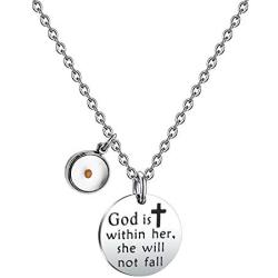 Mustard Seed Christian Gift God is Within Her She Will Not Fall Bracelet Necklace Psalm 46:5 Religious Jewelry