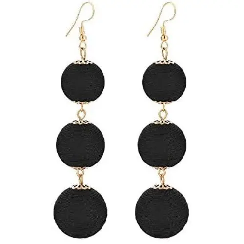 KaFu Threaded Ball Dangle Hook Bohemia Earrings Thread Wrapped Triple Balls Dangle Earrings Lantern Ball Tassel Cute Soriee Drop Earrings for Women Girls KaFu Threaded Ball Dangle Hook Bohemia Earrings Thread Wrapped Triple Balls Dangle Earrings Lantern Ball Tassel Cute Soriee Drop Earrings for Women Girls