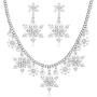 BOROGOVIA Christmas Jewelry Set Pearl Snowflake Necklace Dangle Earrings Winter Snowflake Charm Collar Necklace Holiday Earrings for Women Girls Gifts