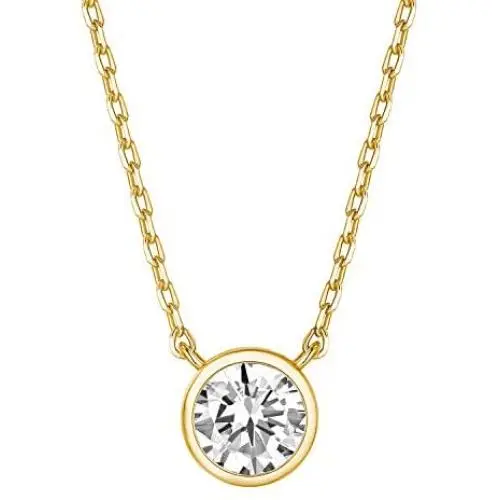 PAVOI 14K Gold Plated 1.00 ct (D Color, VVS Clarity) CZ Simulated Diamond Bezel-Set Solitaire Choker Necklace | Sterling Silver Necklace for Women