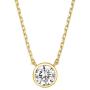 PAVOI 14K Gold Plated 1.00 ct (D Color, VVS Clarity) CZ Simulated Diamond Bezel-Set Solitaire Choker Necklace | Sterling Silver Necklace for Women