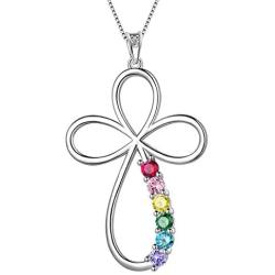 Aurora Tears LGBT Necklace Women 925 Sterling Silver Gay Pride Pendant Rainbow Jewelry