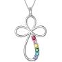 Aurora Tears LGBT Necklace Women 925 Sterling Silver Gay Pride Pendant Rainbow Jewelry