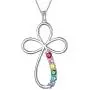 Aurora Tears LGBT Necklace Women 925 Sterling Silver Gay Pride Pendant Rainbow Jewelry