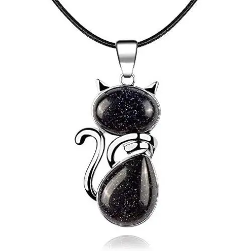 ASTRYAS Natural Chakra Stone Healing Crystals Round Gemstone Pendant Necklace Silver Cat Jewelry for Womens Girls(18 Inches Stainless Steel Chain) ASTRYAS Natural Chakra Stone Healing Crystals Round Gemstone Pendant Necklace Silver Cat Jewelry for Womens Girls(18 Inches Stainless Steel Chain)