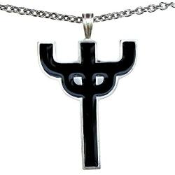 Heavy Metal Gothic Jewelry Devils tuning Pitch fork Pitchfork Trident Black Pewter Mens Pendant Necklace Money Lucky Charm Protection Amulet Safe Travel Talisman for men Silver Stainless steel Chain