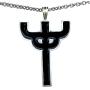Heavy Metal Gothic Jewelry Devils tuning Pitch fork Pitchfork Trident Black Pewter Mens Pendant Necklace Money Lucky Charm Protection Amulet Safe Travel Talisman for men Silver Stainless steel Chain