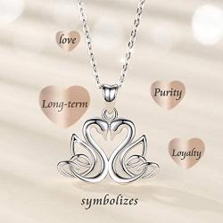 Eusense Sterling Silver Swans Necklace Pendant Infinity Love Necklaces Birthday Jewelry Gifts with 18 Chain for Women Girls