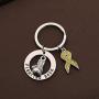 CENWA Yellow Awareness Keychain Yellow Rhinestone Ribbon Charm Cancer Awareness Jewelry Gift for Endometriosis/Bladder Cancer/Suicide Prevention/Bone Cancer
