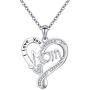FLYOW 925 Sterling Silver Mummy Necklace I Love You Mom Heart Necklaces 18+2 Inches Adjustable Chain Mothers Day Jewelry