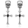 KAMONI Sterling Silver Skull Cross Earrings with Cubic Zirconia CZ Stud Dangle Drop Earrings Gothic Jewelry Gift for Girls Women