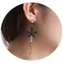 BBL CZ Cubic Zirconia Earrings Metal Flower Shaped Jewelry Long Asymmetry Tassel Dangle Drop Needles Earrings for Women Hypoallergenic Shiny Teardrop Earrings with Gift Box