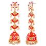 Efulgenz Indian Jewelry Bollywood Antique Gold Tone Faux Pearl Crystal Kundan Dangle Wedding Jhumka Earrings Set
