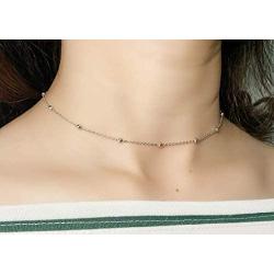 Gapudt S925 Sterling Silver Stars Moon Beads Choker Dainty Necklace for Women Jewelry