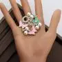 CENWA Pearl Crystal Brooch Pin Sorority Graduation Gifts Pink And Green Pin