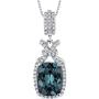 Peora Simulated Alexandrite Pendant Necklace in Sterling Silver, Vintage Halo Design, Cushion Cut, 4.50 Carats total, with 18 Inch Chain