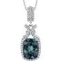 Peora Simulated Alexandrite Pendant Necklace in Sterling Silver, Vintage Halo Design, Cushion Cut, 4.50 Carats total, with 18 Inch Chain Peora Simulated Alexandrite Pendant Necklace in Sterling Silver, Vintage Halo Design, Cushion Cut, 4.50 Carats total, with 18 Inch Chain