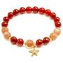 Rose&Poem Red Agate and Sunstone Crystal Bracelet, Lucky Starfish Charm, 14K Gold Plated Natural Handmade Stretch Beaded Bracelets, Spiritual Reiki Chakra Feng Shui Healing Gemstone Crystal Bead Divine Love Dainty Jewelry Gift
