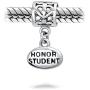 Personalize Oval Engravable Graduate Graduation Words Honor Student Dangle Bead Charm For Women Teen Oxidized .925 Sterling Silver Fits European Bracelet