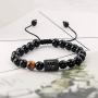 BUREI 12 Zodiac Constellation Bead Bracelet for Men Women, 8mm 10mm Natural Black Onyx Stone Horoscope Bracelet Gifts