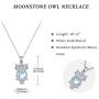 Owl Gifts for Women Girls 925 Sterling Silver Owl Necklace Moonstone Pendant Necklace Owl Jewelry Gift for Owl Lovers Women