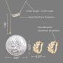 Lalynnly 14K Yellow Gold Plated Cubic Zirconia Halo Cushion Teardrop CZ Filled Coin Necklace Earring Set Gold Dainty Necklace Gift for Women Girl