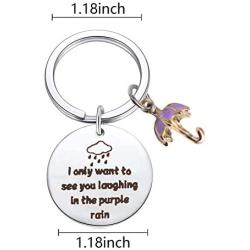 TongXin The Umbrella Academy Inspired Jewelry I Only Want to See You Laughing in The Purple Rain Keychain for Umbrella Academy Fans