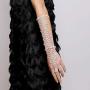 SP Sophia Collection Boho Filigree Wedding Bridal Arm Cuff Armlet Bracelet and Ring Fashion Rhinestone Body Jewelry