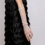SP Sophia Collection Boho Filigree Wedding Bridal Arm Cuff Armlet Bracelet and Ring Fashion Rhinestone Body Jewelry