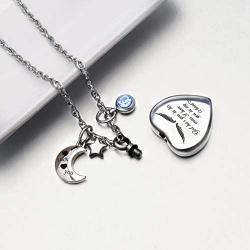 Dletay Cremation Urn Necklace with 12 Birthstones Heart Memorial Keepsakes Pendant Ashes Jewelry