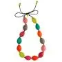 Ruby Olive Womens Colorful Resin Beaded Pod Necklace with Wood Bead