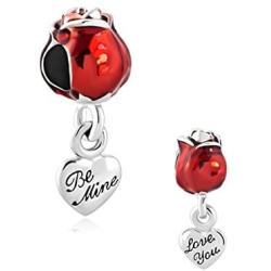 SexyMandala Best Gift for Mom Red Rose Flower Love You Be Mine Enchanted Beads for Bracelets Charms