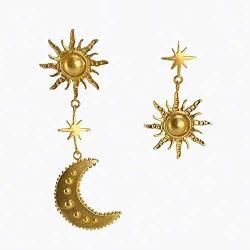 Statement Vintage sun Flower Evil Eye Dangle Drop Earrings Jewelry Bohemian Long Tassel Hoop Earrings Ethnic Star Moon asymmetry Earrings for Women Girls